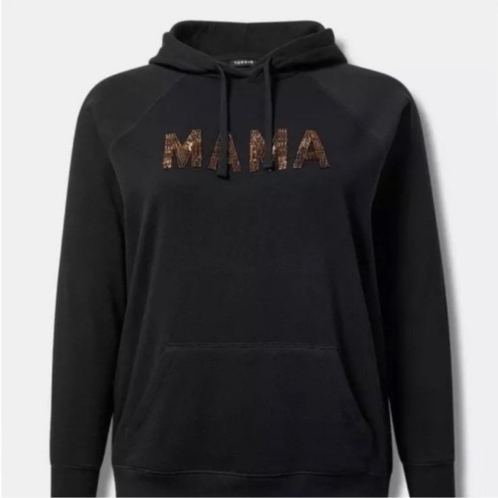 torrid 0x Black 'MAMA' Sequin Hoodie